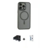 MARSİLYAN™- iPhone 15 Pro Max Kılıf Yankı Işık Özel Seri - Siyah Bilvis 0.18mm Plus Cam Ekran Koruyucu + Raze Metal Kamera Lens - LT