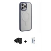 MARSİLYAN™- iPhone 15 Pro Max Kılıf Yankı Işık Özel Seri - Siyah Bilvis 0.18mm Plus Cam Ekran Koruyucu + Raze Metal Kamera Lens - SH