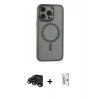 MARSİLYAN™- iPhone 15 Pro Max Kılıf Yankı Işık Özel Seri - Siyah Bilvis 0.18mm Plus Cam Ekran Koruyucu + Raze Metal Kamera Lens - TMGI