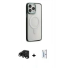 MARSİLYAN™- iPhone 15 Pro Max Kılıf Yankı Işık Özel Seri - Siyah Bilvis 0.18mm Plus Cam Ekran Koruyucu + Raze Metal Kamera Lens - SH