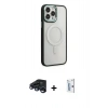MARSİLYAN™- iPhone 15 Pro Max Kılıf Yankı Işık Özel Seri - Siyah Bilvis 0.18mm Plus Cam Ekran Koruyucu + Raze Metal Kamera Lens - LT