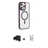 MARSİLYAN™- iPhone 15 Pro Max Kılıf Yankı Işık Özel Seri - Siyah Bilvis 0.18mm Plus Cam Ekran Koruyucu + Raze Metal Kamera Lens - SH