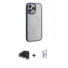 MARSİLYAN™- iPhone 15 Pro Max Kılıf Yankı Işık Özel Seri - Siyah Bilvis 0.18mm Plus Cam Ekran Koruyucu + Raze Metal Kamera Lens - TMGI