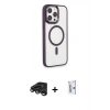 MARSİLYAN™- iPhone 15 Pro Max Kılıf Yankı Işık Özel Seri - Siyah Bilvis 0.18mm Plus Cam Ekran Koruyucu + Raze Metal Kamera Lens - TMGI