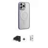 MARSİLYAN™- iPhone 15 Pro Max Kılıf Yankı Işık Özel Seri - Siyah Bilvis 0.18mm Plus Cam Ekran Koruyucu + Raze Metal Kamera Lens - TMGI