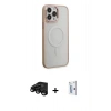 MARSİLYAN™- iPhone 15 Pro Max Kılıf Yankı Işık Özel Seri - Siyah Bilvis 0.18mm Plus Cam Ekran Koruyucu + Raze Metal Kamera Lens - SH