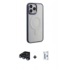 MARSİLYAN™- iPhone 15 Pro Max Kılıf Yankı Işık Özel Seri - Siyah Bilvis 0.18mm Plus Cam Ekran Koruyucu + Raze Metal Kamera Lens - LT