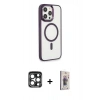 MARSİLYAN™- iPhone 15 Pro Max Kılıf Yankı Işık Özel Seri - Siyah Bilvis 3D Cam Ekran Koruyucu + PVD Metal Kamera Lens - LT