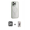 MARSİLYAN™- iPhone 15 Pro Max Kılıf Yankı Işık Özel Seri - Siyah Bilvis 3D Cam Ekran Koruyucu + PVD Metal Kamera Lens - SH