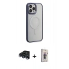 MARSİLYAN™- iPhone 15 Pro Max Kılıf Yankı Işık Özel Seri - Siyah Bilvis 3D Cam Ekran Koruyucu + Raze Metal Kamera Lens - LT
