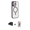 MARSİLYAN™- iPhone 15 Pro Max Kılıf Yankı Işık Özel Seri - Siyah Bilvis 3D Cam Ekran Koruyucu + Raze Metal Kamera Lens - LT