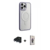 MARSİLYAN™- iPhone 15 Pro Max Kılıf Yankı Işık Özel Seri - Siyah Bilvis 3D Cam Ekran Koruyucu + Raze Metal Kamera Lens - LT
