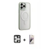 MARSİLYAN™- iPhone 15 Pro Max Kılıf Yankı Işık Özel Seri - Siyah Bilvis 3D Mat Cam Ekran Koruyucu + PVD Metal Kamera Lens - GS