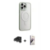 MARSİLYAN™- iPhone 15 Pro Max Kılıf Yankı Işık Özel Seri - Siyah Bilvis 3D Mat Cam Ekran Koruyucu + Gümüş Raze Metal Kamera Lens