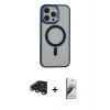 MARSİLYAN™- iPhone 15 Pro Max Kılıf Yankı Işık Özel Seri - Siyah Bilvis 3D Mat Cam Ekran Koruyucu + Raze Metal Kamera Lens - LT