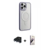 MARSİLYAN™- iPhone 15 Pro Max Kılıf Yankı Işık Özel Seri - Siyah Bilvis 3D Mat Cam Ekran Koruyucu + Raze Metal Kamera Lens - LT
