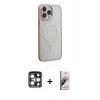 MARSİLYAN™- iPhone 15 Pro Max Kılıf Yankı Işık Özel Seri - Siyah Bilvis 3D Mat Cam Ekran Koruyucu + PVD Metal Kamera Lens - LT