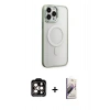 MARSİLYAN™- iPhone 15 Pro Max Kılıf Yankı Işık Özel Seri - Siyah Bilvis 3D Mat Cam Ekran Koruyucu + PVD Metal Kamera Lens - TU