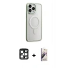 MARSİLYAN™- iPhone 15 Pro Max Kılıf Yankı Işık Özel Seri - Siyah Bilvis 3D Mat Cam Ekran Koruyucu + PVD Metal Kamera Lens - LT