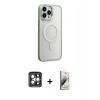 MARSİLYAN™- iPhone 15 Pro Max Kılıf Yankı Işık Özel Seri - Siyah Bilvis 3D Mat Cam Ekran Koruyucu + PVD Metal Kamera Lens - GI