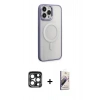 MARSİLYAN™- iPhone 15 Pro Max Kılıf Yankı Işık Özel Seri - Siyah Bilvis 3D Mat Cam Ekran Koruyucu + PVD Metal Kamera Lens - LT