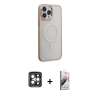 MARSİLYAN™- iPhone 15 Pro Max Kılıf Yankı Işık Özel Seri - Siyah Bilvis 3D Mat Cam Ekran Koruyucu + PVD Metal Kamera Lens - GI