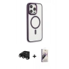 MARSİLYAN™- iPhone 15 Pro Max Kılıf Yankı Işık Özel Seri - Siyah Bilvis 3D Mat Cam Ekran Koruyucu + Raze Metal Kamera Lens - SH