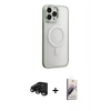 MARSİLYAN™- iPhone 15 Pro Max Kılıf Yankı Işık Özel Seri - Siyah Bilvis 3D Mat Cam Ekran Koruyucu + Raze Metal Kamera Lens - SH