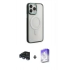 MARSİLYAN™- iPhone 15 Pro Max Kılıf Yankı Işık Özel Seri - Siyah Bilvis 5in1 3D Magic Cam Ekran Koruyucu + Raze Metal Kamera Lens - LT