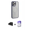 MARSİLYAN™- iPhone 15 Pro Max Kılıf Yankı Işık Özel Seri - Siyah Bilvis 5in1 3D Magic Cam Ekran Koruyucu + Raze Metal Kamera Lens - SH