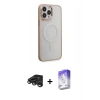 MARSİLYAN™- iPhone 15 Pro Max Kılıf Yankı Işık Özel Seri - Siyah Bilvis 5in1 3D Magic Cam Ekran Koruyucu + Raze Metal Kamera Lens - TMGI