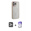 MARSİLYAN™- iPhone 15 Pro Max Kılıf Yankı Işık Özel Seri - Siyah Bilvis 5in1 3D Magic Cam Ekran Koruyucu + PVD Metal Kamera Lens - SH