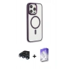MARSİLYAN™- iPhone 15 Pro Max Kılıf Yankı Işık Özel Seri - Siyah Bilvis 5in1 3D Magic Cam Ekran Koruyucu + Raze Metal Kamera Lens - LT