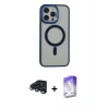 MARSİLYAN™- iPhone 15 Pro Max Kılıf Yankı Işık Özel Seri - Siyah Bilvis 5in1 3D Magic Cam Ekran Koruyucu + Raze Metal Kamera Lens - LT