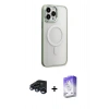 MARSİLYAN™- iPhone 15 Pro Max Kılıf Yankı Işık Özel Seri - Siyah Bilvis 5in1 3D Magic Cam Ekran Koruyucu + Raze Metal Kamera Lens - LT