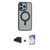 MARSİLYAN™- iPhone 15 Pro Max Kılıf Yankı Işık Özel Seri - Siyah Bilvis 5in1 3D Magic Cam Ekran Koruyucu + Raze Metal Kamera Lens - SH