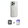 MARSİLYAN™- iPhone 15 Pro Max Kılıf Yankı Işık Özel Seri - Siyah Bilvis 5in1 3D Magic Cam Ekran Koruyucu + PVD Metal Kamera Lens - SH