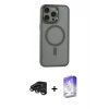 MARSİLYAN™- iPhone 15 Pro Max Kılıf Yankı Işık Özel Seri - Siyah Bilvis 5in1 3D Magic Cam Ekran Koruyucu + Raze Metal Kamera Lens - TMGI