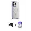 MARSİLYAN™- iPhone 15 Pro Max Kılıf Yankı Işık Özel Seri - Siyah Bilvis 5in1 3D Magic Cam Ekran Koruyucu + Raze Metal Kamera Lens - SH