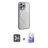 MARSİLYAN™- iPhone 15 Pro Max Kılıf Yankı Işık Özel Seri - Siyah Bilvis 5in1 5D Magic Hayalet Cam Ekran Koruyucu + PVD Metal Kamera Lens - SH