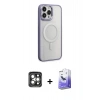 MARSİLYAN™- iPhone 15 Pro Max Kılıf Yankı Işık Özel Seri - Siyah Bilvis 5in1 5D Magic Hayalet Cam Ekran Koruyucu + PVD Metal Kamera Lens - GI