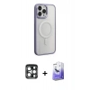 MARSİLYAN™- iPhone 15 Pro Max Kılıf Yankı Işık Özel Seri - Siyah Bilvis 5in1 5D Magic Hayalet Cam Ekran Koruyucu + PVD Metal Kamera Lens - LT