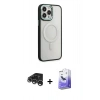 MARSİLYAN™- iPhone 15 Pro Max Kılıf Yankı Işık Özel Seri - Siyah Bilvis 5in1 5D Magic Hayalet Cam Ekran Koruyucu + Raze Metal Kamera Lens - GS
