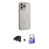 MARSİLYAN™- iPhone 15 Pro Max Kılıf Yankı Işık Özel Seri - Siyah Bilvis 5in1 5D Magic Hayalet Cam Ekran Koruyucu + Raze Metal Kamera Lens - GS