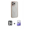 MARSİLYAN™- iPhone 15 Pro Max Kılıf Yankı Işık Özel Seri - Siyah Bilvis 5in1 5D Magic Hayalet Cam Ekran Koruyucu + PVD Metal Kamera Lens - LT