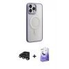 MARSİLYAN™- iPhone 15 Pro Max Kılıf Yankı Işık Özel Seri - Siyah Bilvis 5in1 5D Magic Hayalet Cam Ekran Koruyucu + Raze Metal Kamera Lens - TMGI