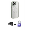 MARSİLYAN™- iPhone 15 Pro Max Kılıf Yankı Işık Özel Seri - Siyah Bilvis 5in1 5D Magic Hayalet Cam Ekran Koruyucu + Raze Metal Kamera Lens - GS