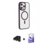 MARSİLYAN™- iPhone 15 Pro Max Kılıf Yankı Işık Özel Seri - Siyah Bilvis 5in1 5D Magic Hayalet Cam Ekran Koruyucu + Raze Metal Kamera Lens - TMGI