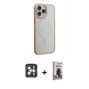 MARSİLYAN™- iPhone 15 Pro Max Kılıf Yankı Işık Özel Seri - Siyah Bilvis Hayalet Cam Ekran Koruyucu + PVD Metal Kamera Lens - GI
