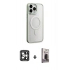 MARSİLYAN™- iPhone 15 Pro Max Kılıf Yankı Işık Özel Seri - Siyah Bilvis Hayalet Cam Ekran Koruyucu + PVD Metal Kamera Lens - GI